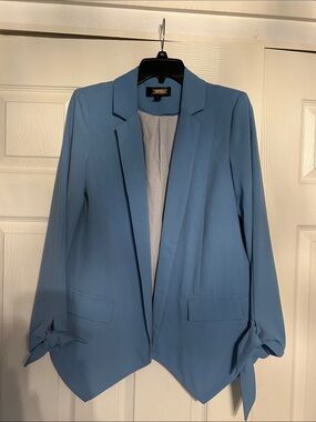 Greylin Light Blue Tie-Cuff Open-Front Blazer